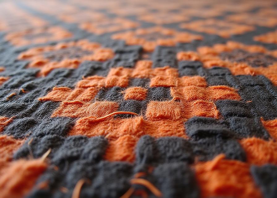 Close up of artisanal woven rug pattern