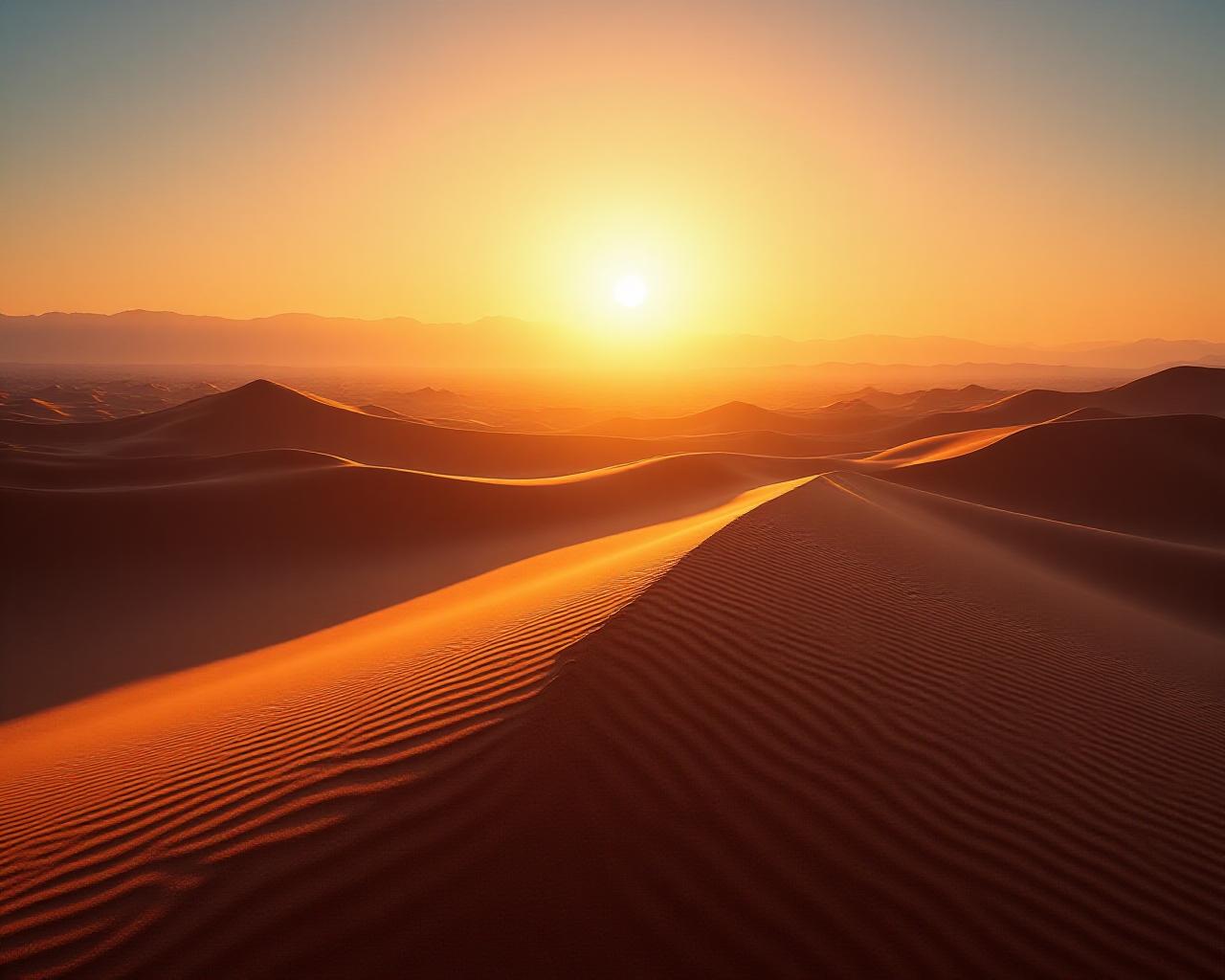 Golden desert landscape at sunset